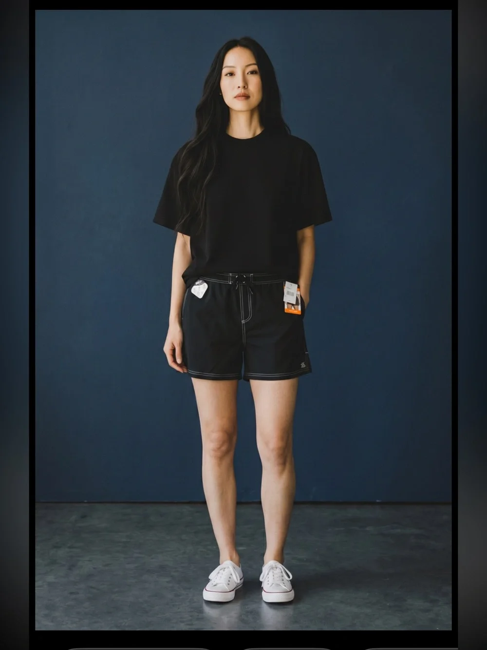 ZEROXPosur NWT Women’s black swim shorts featuring white stitching. SIZE 2X - Picture 3 of 13